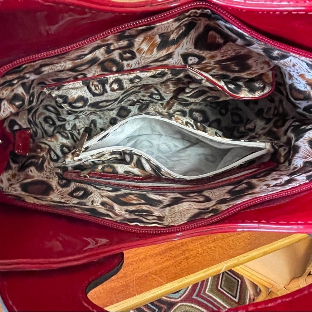 Question Mark ? Handbag Red With Studded Rhinestone Detail Quilted Stitching - Picture 8 of 16